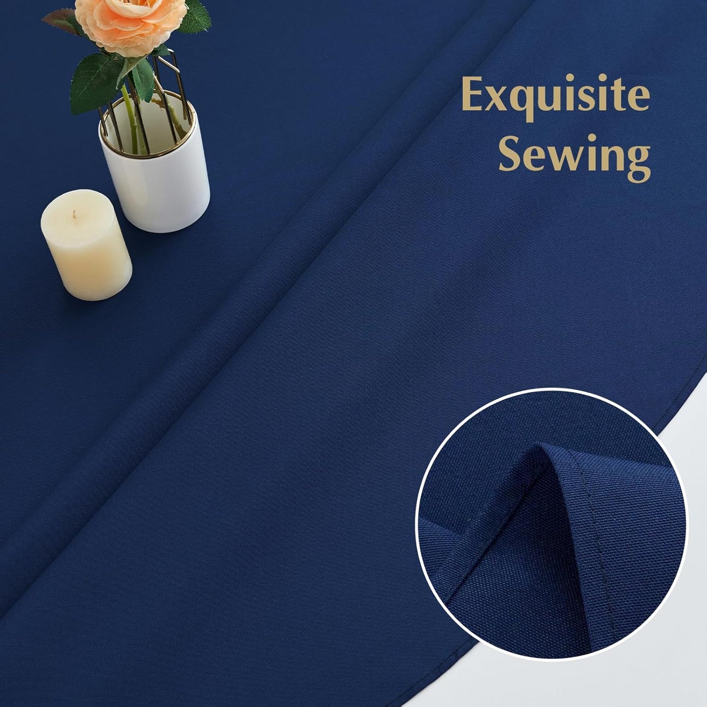 2 Pack Round Table Cloth 60 Inch Navy Tablecloth Washable Polyester Solid Dining Table Cover for Birthday Party Dinner Holiday Outdoor Indoor