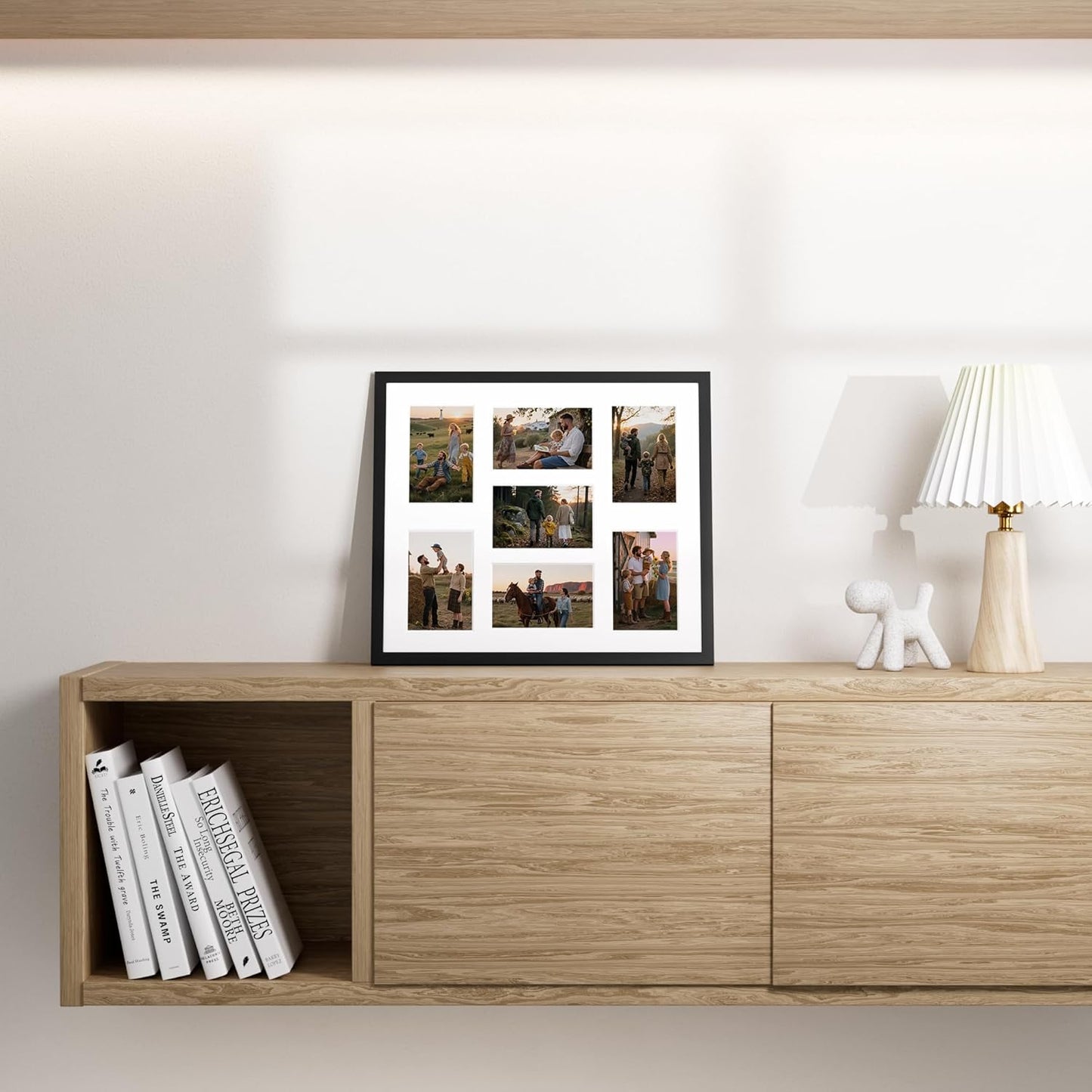 Vittanly 15x17 Collage Picture Frame, Displays 7Pcs 4x6 Pictures with Mat, Picture Frames Collage Wall Decor for Horizontal or Vertical Display, Black, 1 Pack