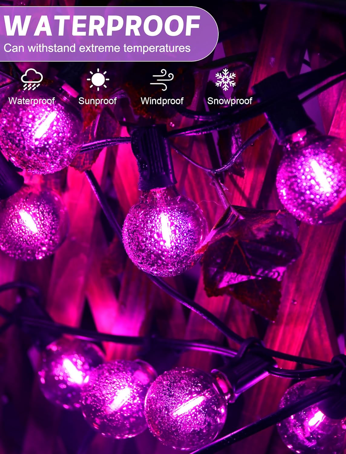 SUNSGNE G40 LED Purple Lights Outdoor, 25 Feet Halloween Purple String Lights with 25 Count Bulbs for Halloween Thanksgiving Indoor Outdoor Party Festival Haunted House Decor