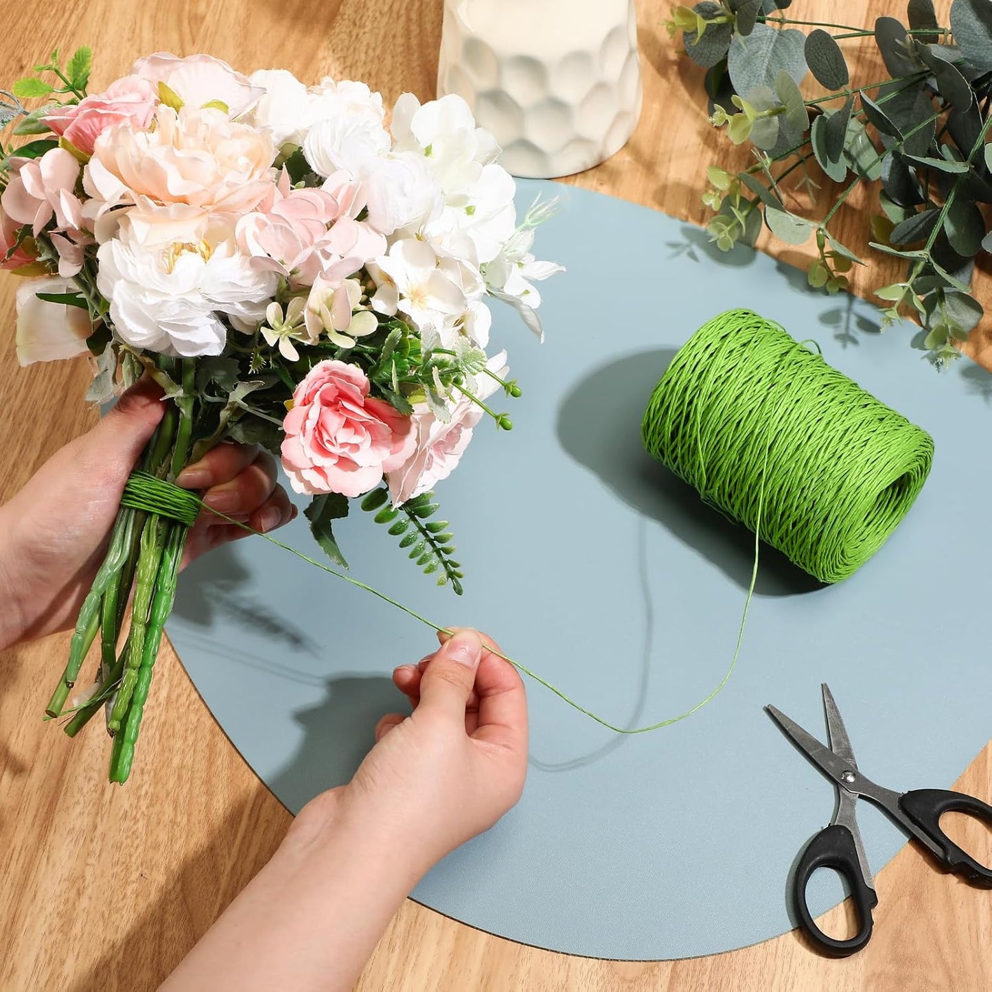 Syhood Floral Vine Bind Wire Rustic Wrapping Wire for Flower Bouquets(Light Green)