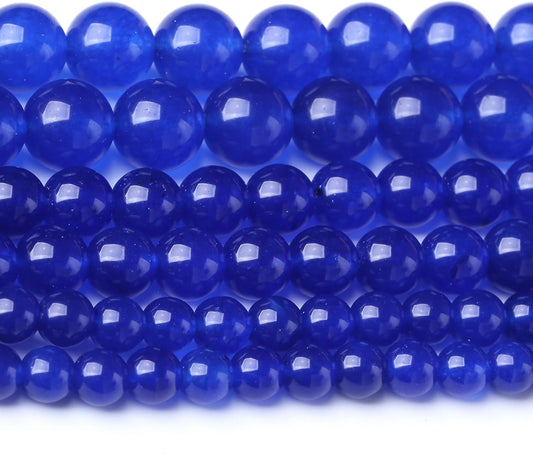 Mysterious Blue Chalcedony Stone Beads Gemstone Round Crystal Energy Jade Beads Stone Beads for Jewelry Making DIY Bracelet Necklace Jewelry Making 1 Strand 15.5inch 35PCS 10MM
