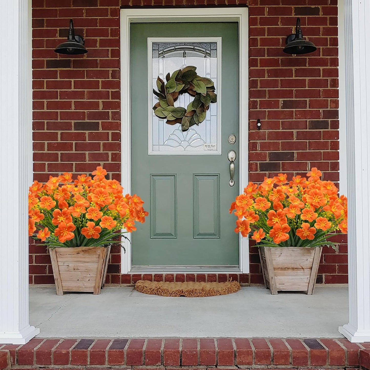 16 Pcs Artificial Fall Flowers for Outdoors, UV Resistant Outdoor Fall Fake Flowers Plants Fuax Fall Shrubs for Autumn Home Garden Porch Window Box Thanksgiving Fall Outdoor Decor