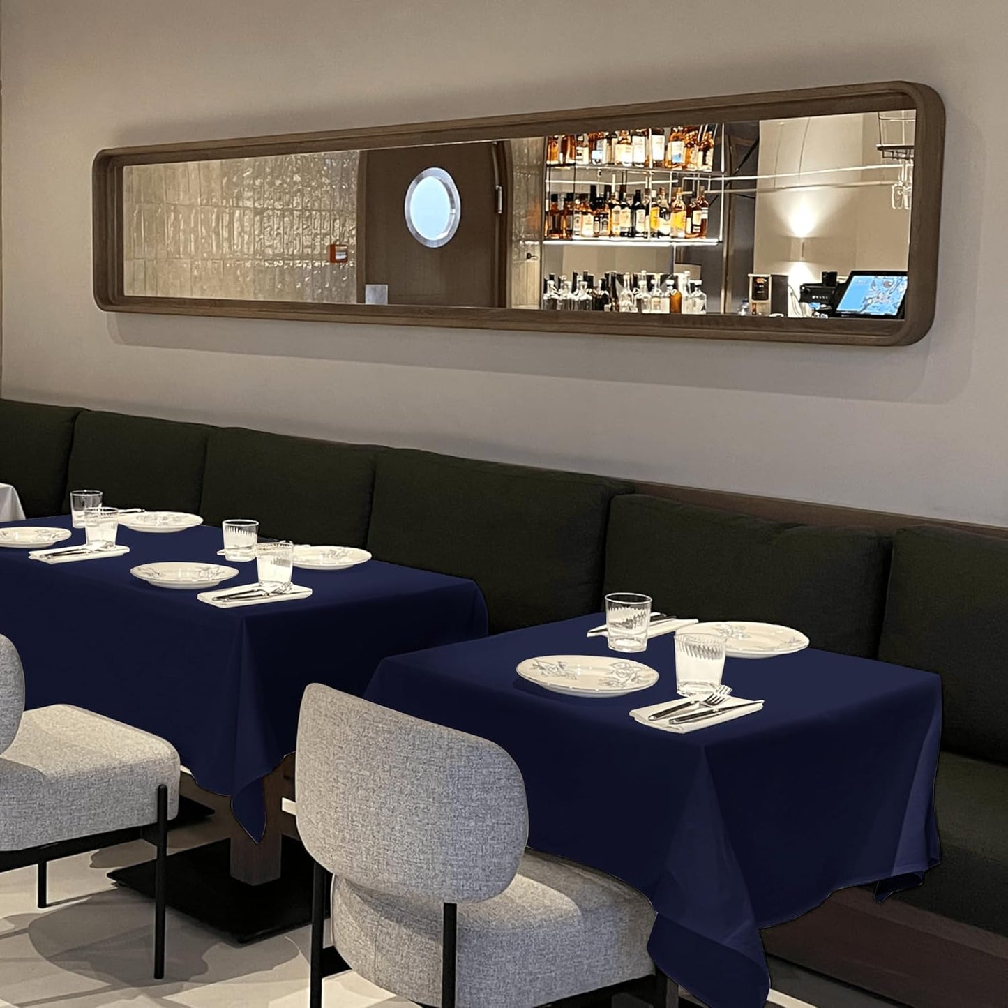 sancua Square Tablecloths 70x70 Inch, 2 Pack - Navy Blue Fabric Table Cloth for Square or Round Tables, Washable Polyester Table Cover for Outdoor Party, Birthday, Decorative Display Tables