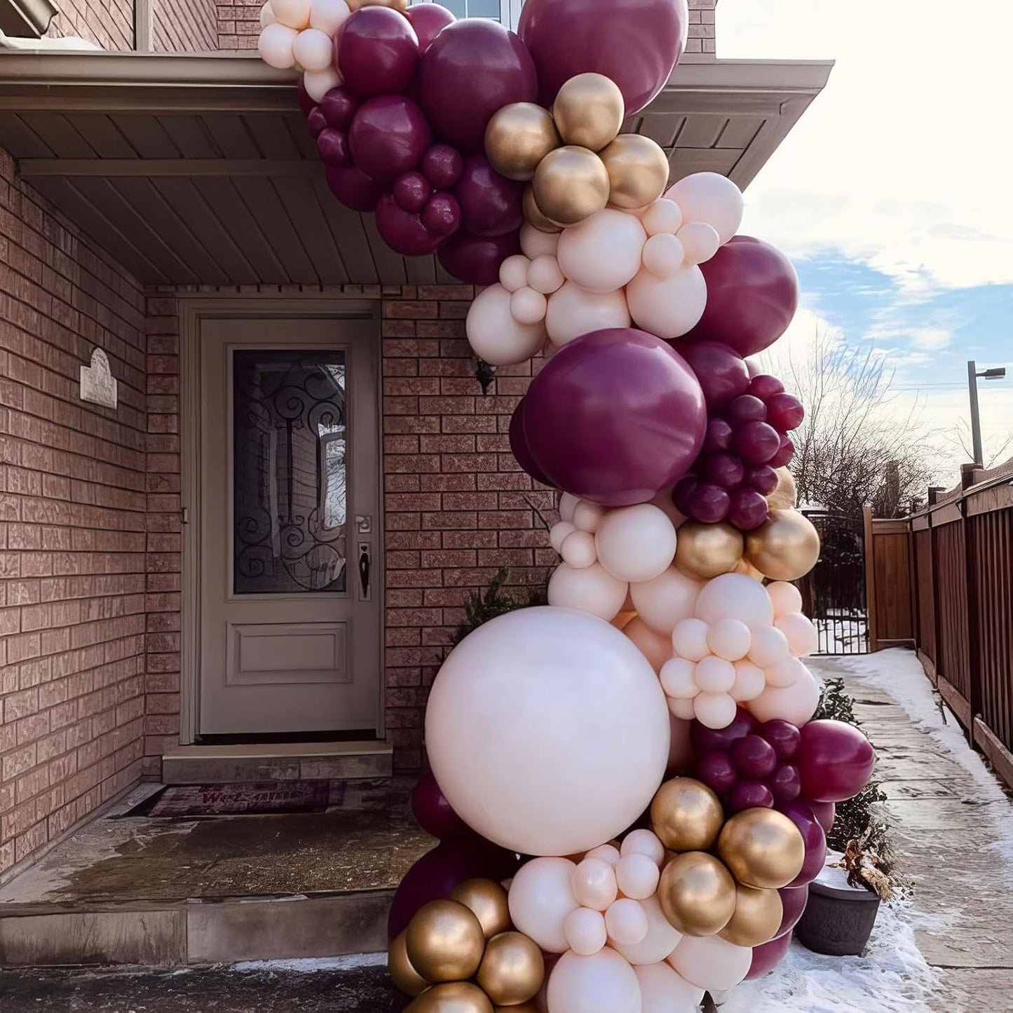 Burgundy Balloons, Rose Champagne Gold Balloons Burgundy Rose Pearl Balloon Wine Red Metallic Gold Balloon for Wedding Bridal Shower Birthday Party Celebration Baby Shower Anniversary Decorations