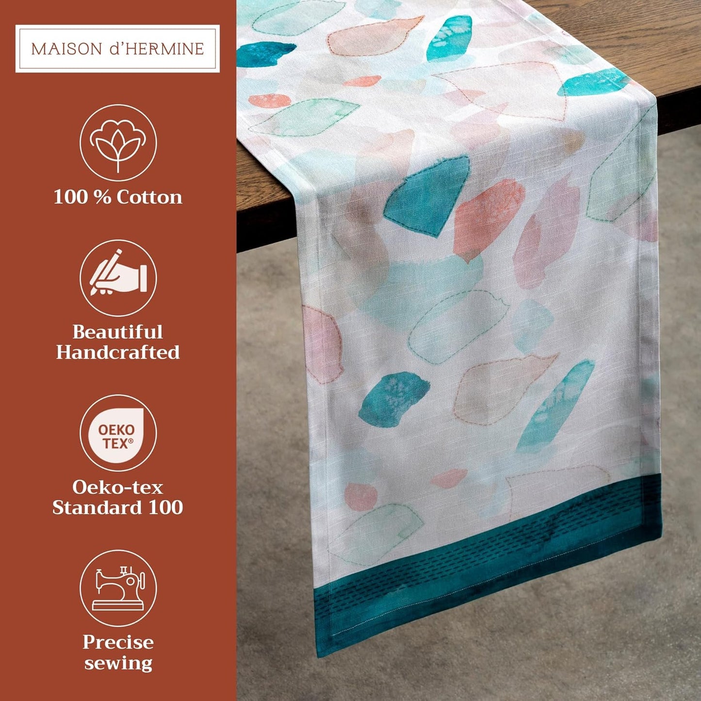 Maison d' Hermine Table Runner 100% Cotton Single Layer Table Runners 72 inches Long Decorative for Home Kitchen Dining Party Wedding Bridal Shower Spring Summer (Summer Picnic, 14.50" x 72")