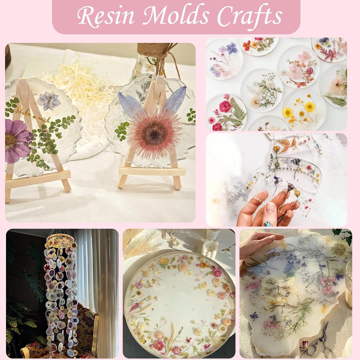 100 Pcs Dried Pressed Flowers for Crafts, Preserved & Dehydrated in Pink/Purple/Blue for Resin Art, Jewelry, Candle/Soap Making - Tweezers Included