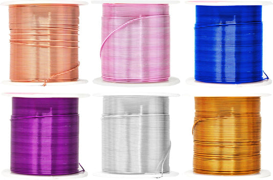 Mandala Crafts 14 Gauge Anodized Aluminum Craft Wire for Jewelry Making – 330 FT Colored Flexible Silver Copper Gold True Blue Purple Pink Wire - Bendable for Bonsai Armature Crafting Sculpting
