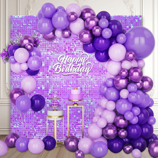 12PCS Colorful Purple Shimmer Wall Backdrop, Square Sequin Photo Backdrops Panel, Glitter Wall Background for Birthdays, Weddings, Christmas, Engagements, Disco Bachelorette Party Decor (3FTx4FT)