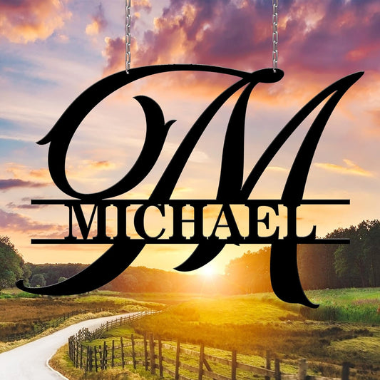 Custom Signs Outdoor Metal, Personalized Name Sign, Family Last Name Sign Home Decor, Initial Monogram Wall Metal Art, Customized Christmas Housewarming Wedding Gifts