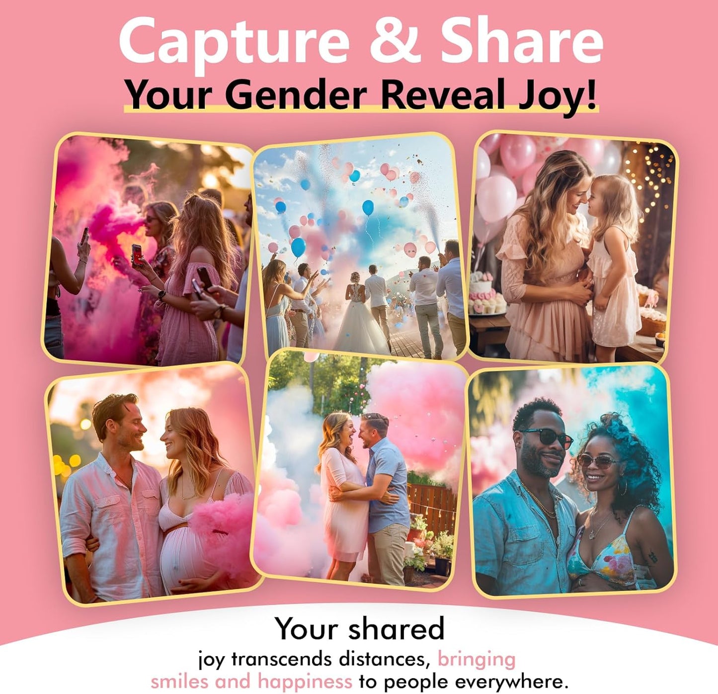 Previvo Gender Reveal Confetti Powder Cannon - 2 Pack Pink Baby Gender Reveal Poppers - 100% Biodegradable Powder Smoke - Ideas Party