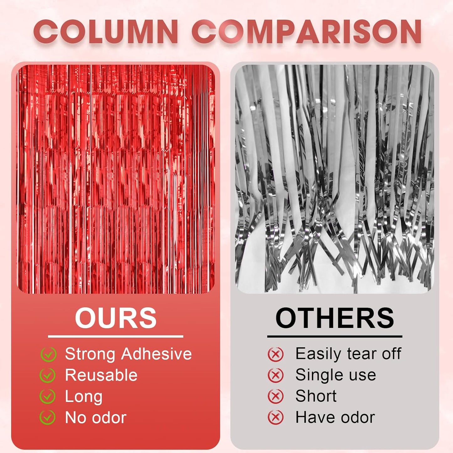 3 Pack 3.3 x 8.2 ft Laser Red Foil Fringe Backdrop Curtains, Tinsel Streamers Birthday Party Decorations, Fringe Backdrop for Graduation, Baby Shower, Gender Reveal, Disco Party