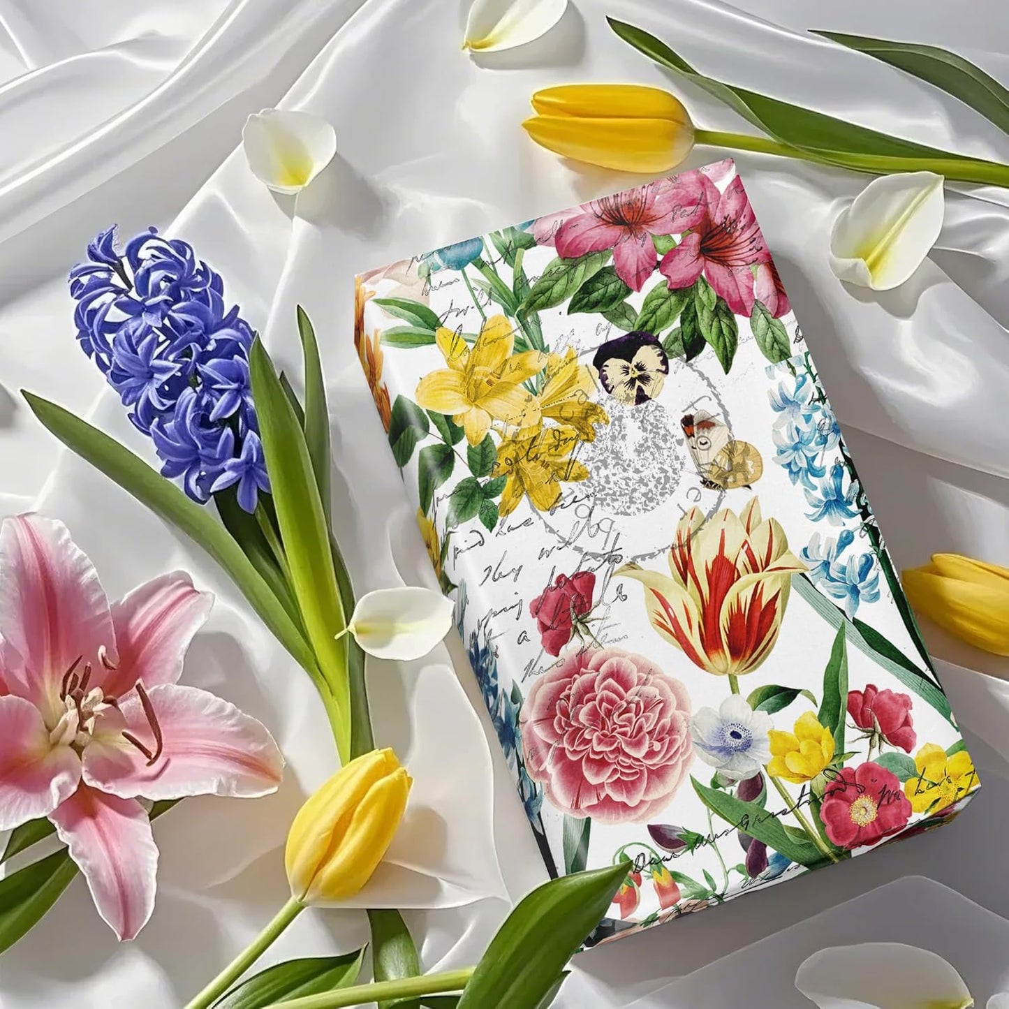 WRAPAHOLIC Floral Wrapping Paper Roll - Mini Roll - 17 Inch x 9.8 Feet - Garden Flower Wrapping Paper, Perfect for Girls Women Birthday, Wedding, Bridal Shower