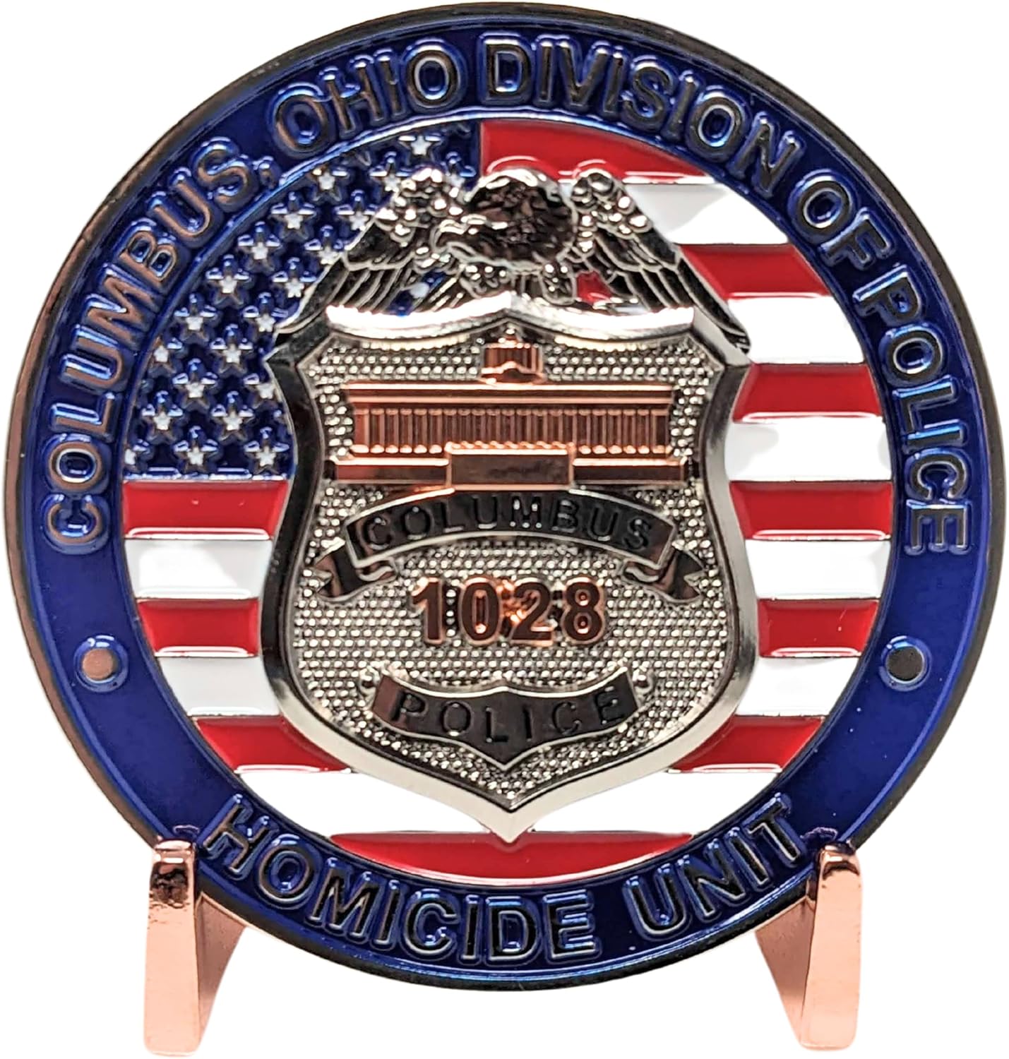 Generic Military Challenge Coin Display Stand - Solid Metal with Anodized Finish - US Vet. Business (Copper)