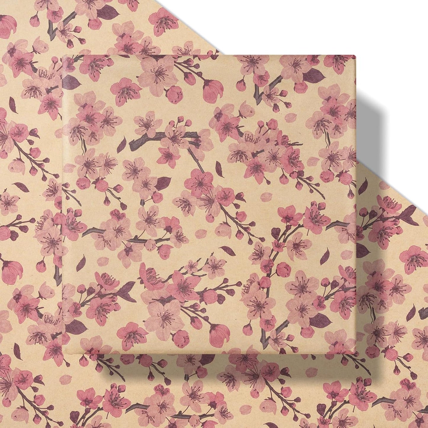 RUSPEPA Cherry Blossom Wrapping Paper Roll for Women Girls, Mini Roll, Pink Sakura Floral Kraft Gift Wrap Paper Perfect for Spring, Wedding, Birthday and Special Occasions, 17 Inches x 16.4 Feet