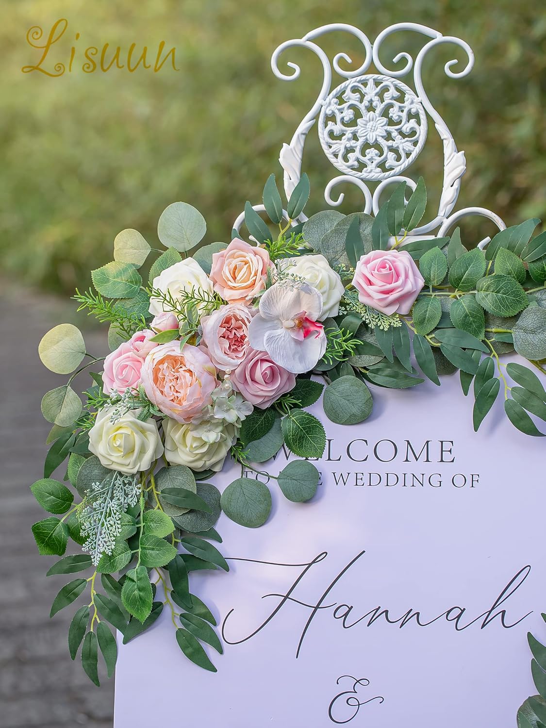 Wedding Arch Flowers, Artificial Flowers for Reception Backdrop and Welcome Ceremony Sign, Large Flower Swag for Beautiful Dream Wedding Ceremony Floral Decor - Pack of 2