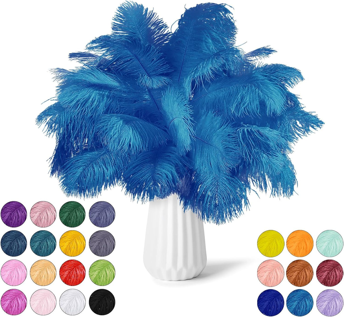 NEWONG 30pcs Light Blue Ostrich Feathers Natural Bulk 9-12in（23-30cm） Vase Craft Wedding Home Party Centerpieces Christmas Day Decoration
