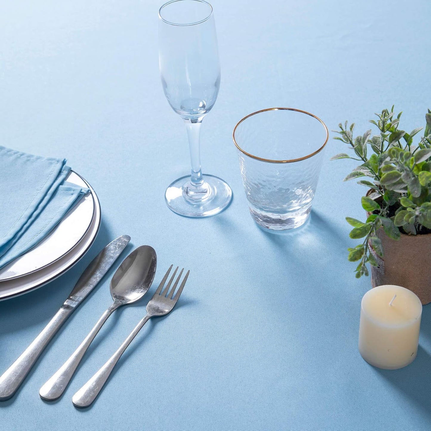 108 inch Round Tablecloth Washable Polyester Table Cloth Decorative Table Cover for Wedding Party Dining Banquet（108 inch,Blue Mist）