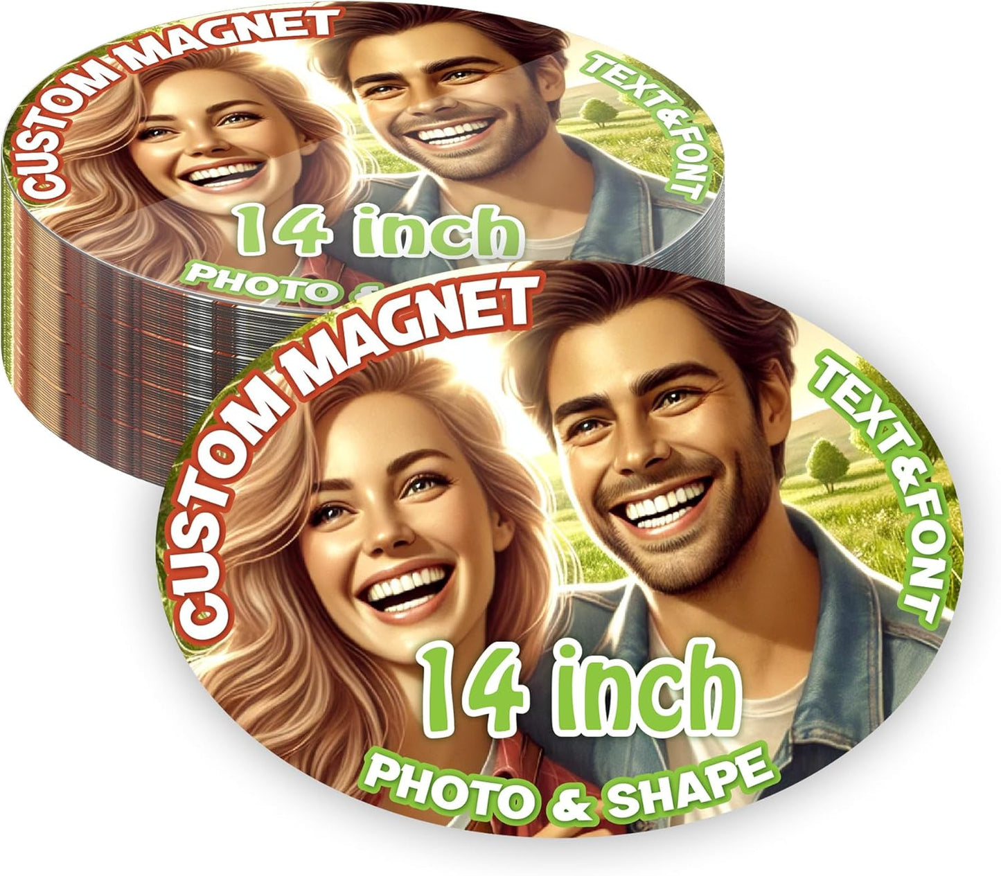 KETABAO – 14" Customizable Oval Magnetic Photo Magnet - add Your Image to Your Refrigerator, Storage Cabinet or car Magnet