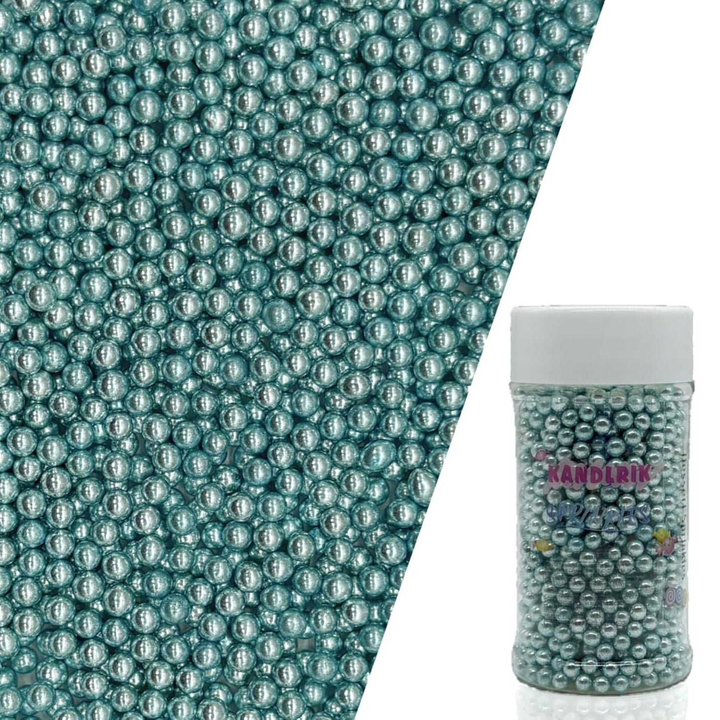 Edible Silver BluePearl Sugar Sprinkles Candy 4mm Mini Pearls Cake Decorations Cupcake Toppers Cookie Decorating Perfect for Wedding Party Valentine Halloween Christmas Supplies 3OZ