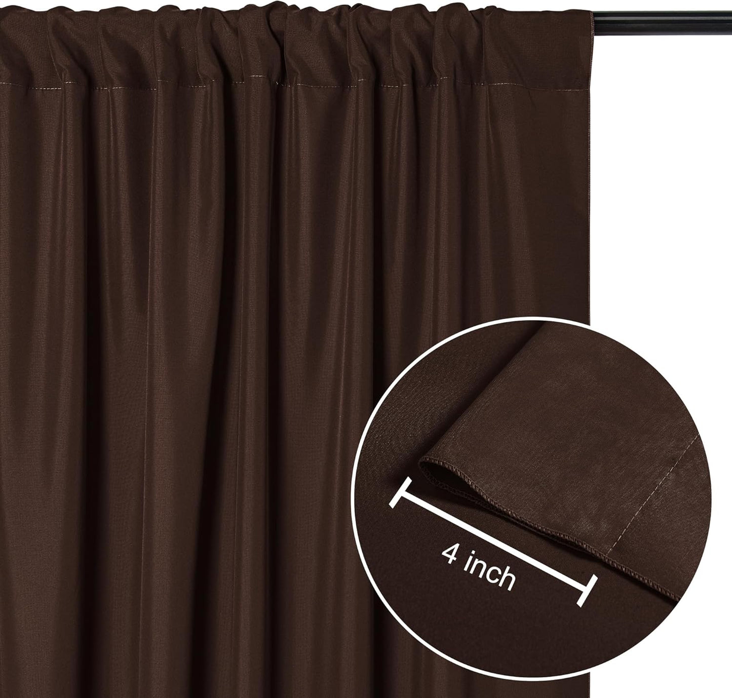 DWCN 10x7 FT Backdrop Curtains for Parties, Photography Backdrop Drapes with Rod Pockets for Wedding Decorations Stage Birthday Family Gatherings, 2 Panels 5ft x 7ft, Brown