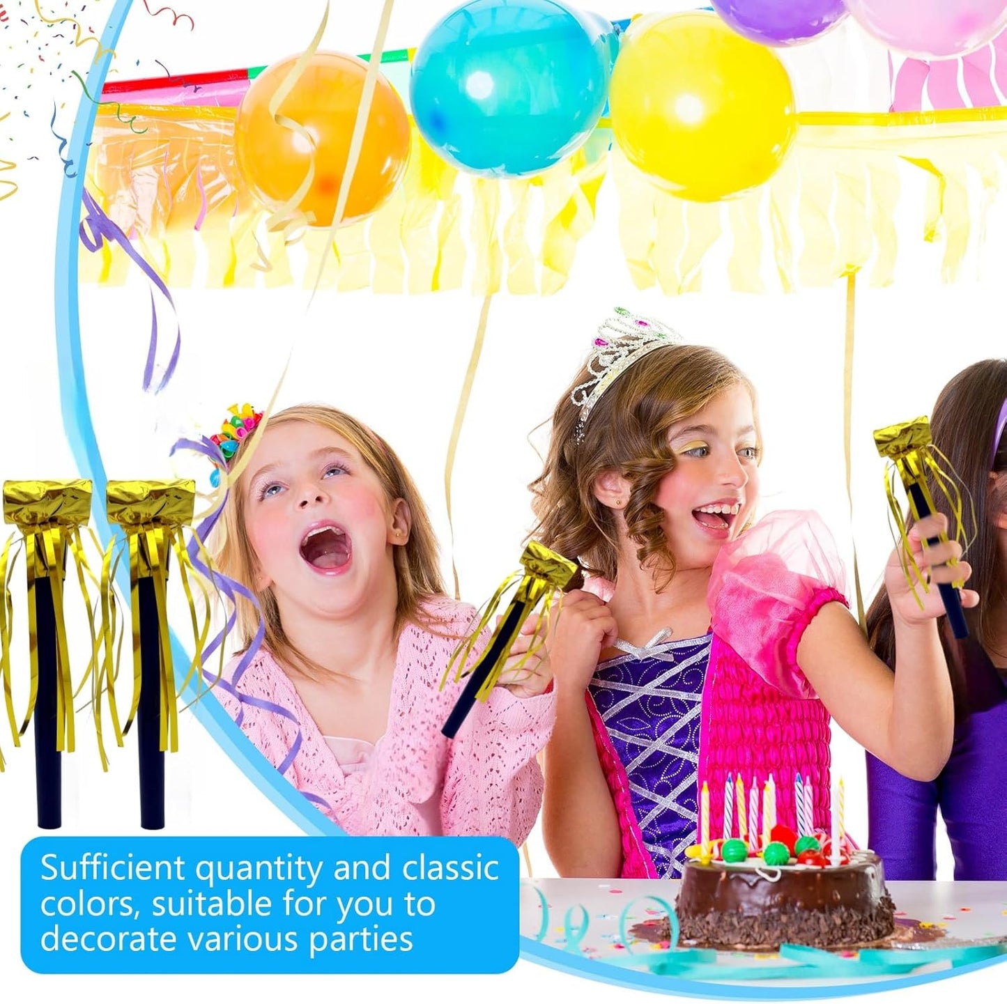 24 Pieces Party Squawkers Gold Noise Makers for New Year, Christmas Party Blowers Favor Supplies