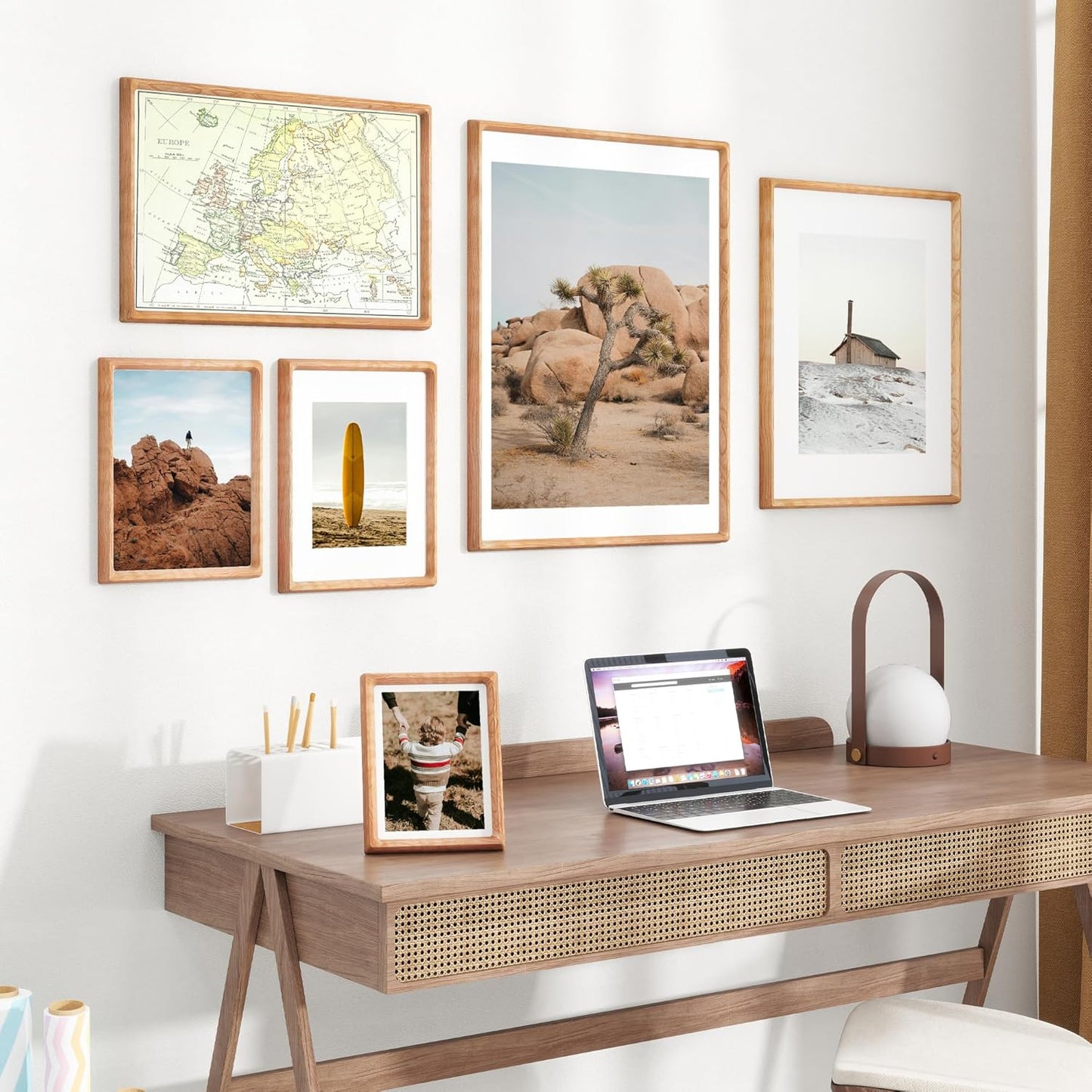 12x16 Picture Frame USA-Sourced Natural Cherry Wood Solid Original Wood Photo Frame Rounded Corner with Mat to 8.5x11 Picture Display with Real Glass Family, Wedding Picture, Photo, Certificate