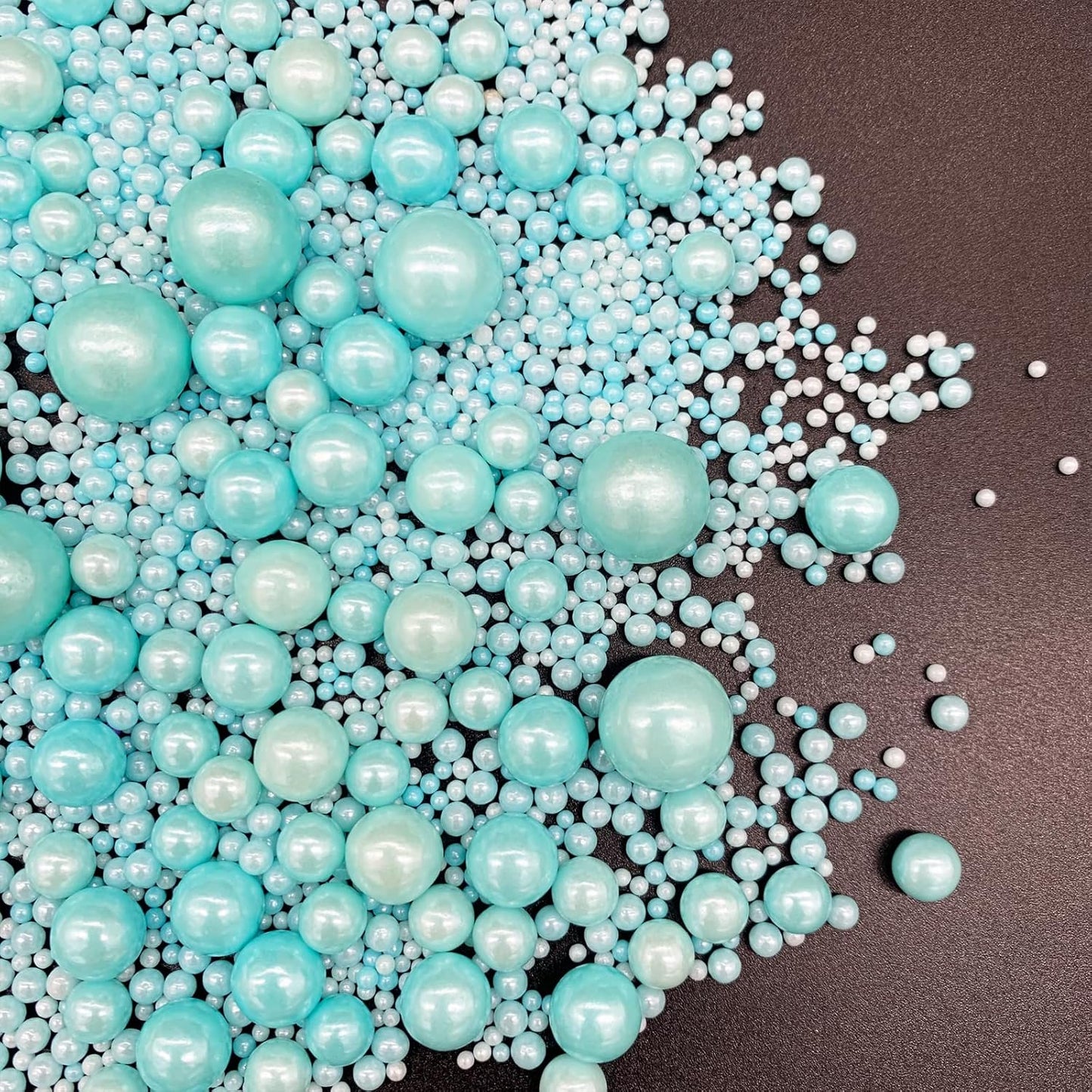 Weraru Edible Blue Pearl Sugar Sprinkles Candy Mixing Size Baking Edible Cake Decorations Cupcake Toppers Cookie Decorating Celebrations Wedding Shower Party Chirstmas Supplies 120g/ 4.2oz