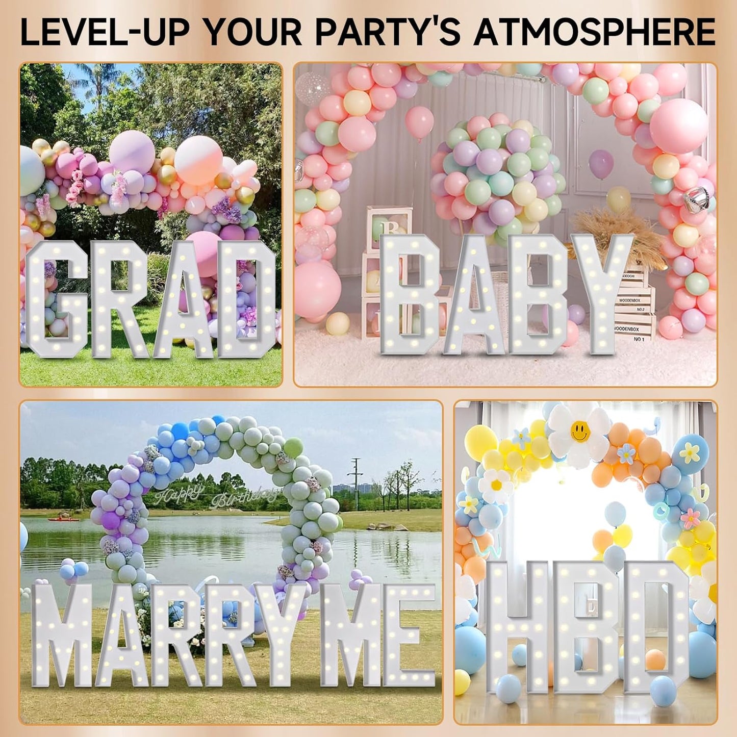 EUFONY Marquee Letters 4 Feet Tall, 4 FT Marquee Light Up Letters, Giant Light Up Letters 4FT for Birthday Party Baby Shower Gender Reveal Graduation Prom Decorations, Letter W with LED Lights DIY Kit