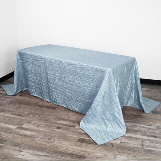 YOUR CHAIR COVERS - 90 x 132 inch Rectangular Crinkle Taffeta Tablecloth - Light Blue, Rectangle Table Linens for 6 ft Rectangular Tables, Wedding Crushed Table Cloth