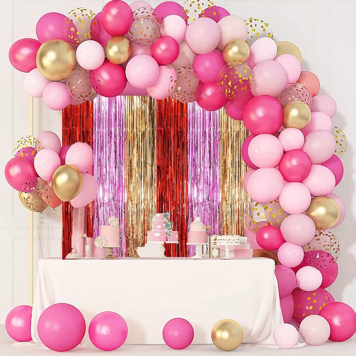 3 Pack 3.3 x 8.2 ft Valentine Foil Fringe Backdrop Curtains, Tinsel Streamers Party Decorations, Fringe Backdrop, Door Shimmer for Valentine or Birthday Party