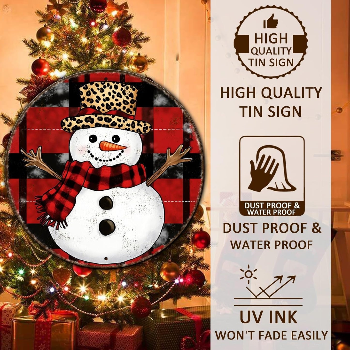 Round Christmas Snowman Tin Sign Vintage Snowman Sign Rustic Wall Decor For Christmas Home Fireplace And Holiday Gatherings Retro Sign 12 * 12 in