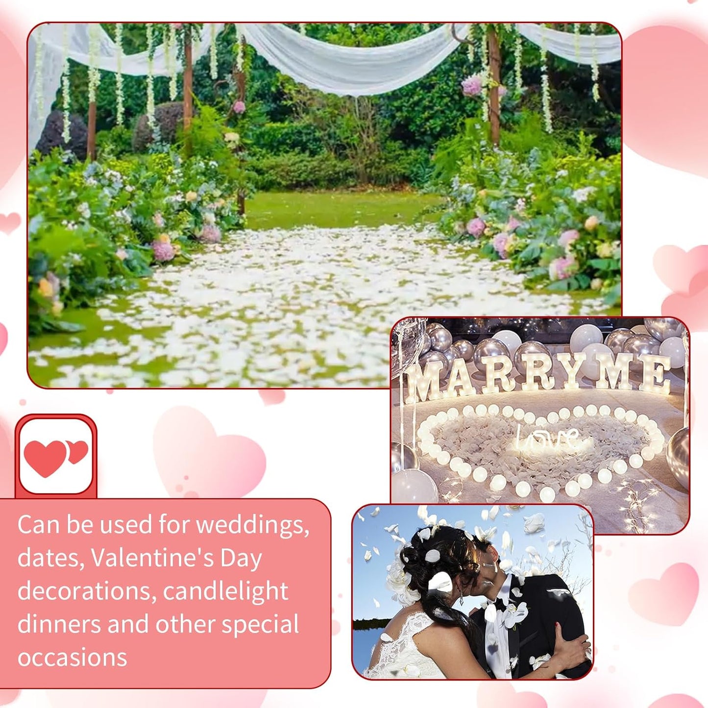 1000 Pcs Artificial Fake Rose Petals,Flower Petals for Romantic Night, Engagement, Party, Wedding, Event Flower Decorations, in Bulk(White)