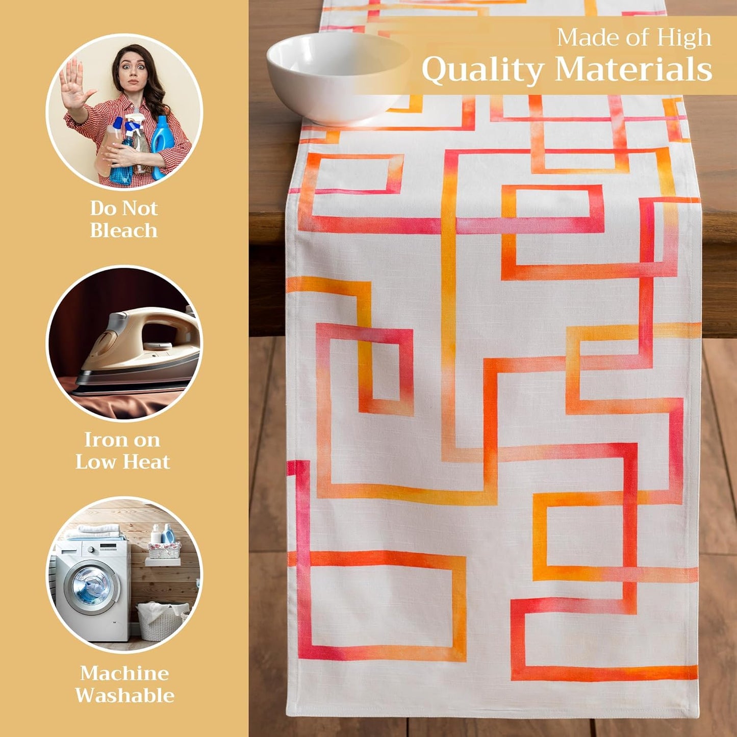 Maison d' Hermine Table Runner 100% Cotton Double Layer Table Runners 72 inches Long Decorative for Kitchen Dining Party Baby Shower Wedding Bridal Shower Spring Summer (Summer Maze, 14.50" x 72")