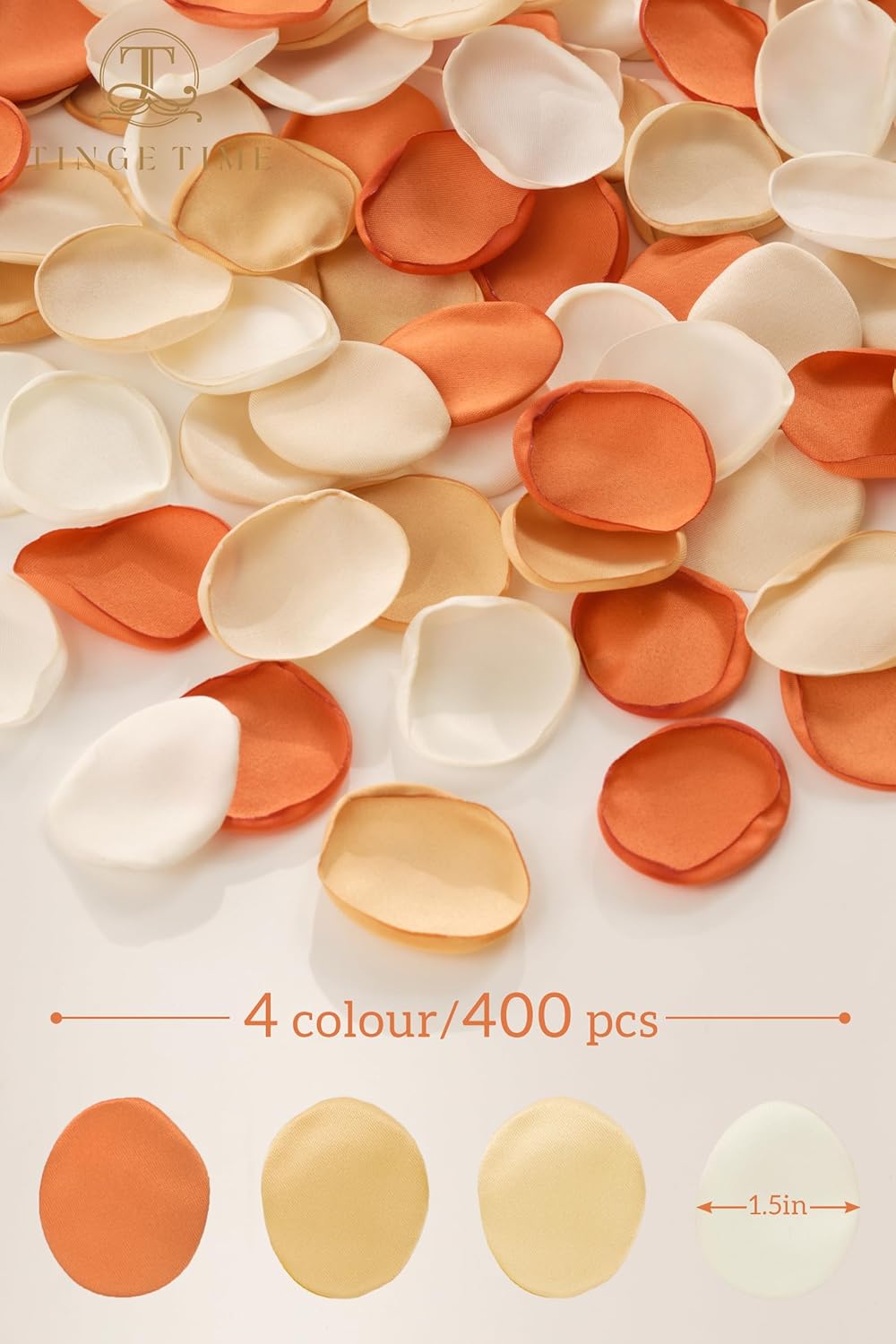 TINGE TIME 400pcs Silk Flower Petals for Wedding, Rose Petals for Decoration, Fake Flower Petals for Bridal Showers, Flower Girl Petals for Anniversaries and Parties (Burnt Orange)