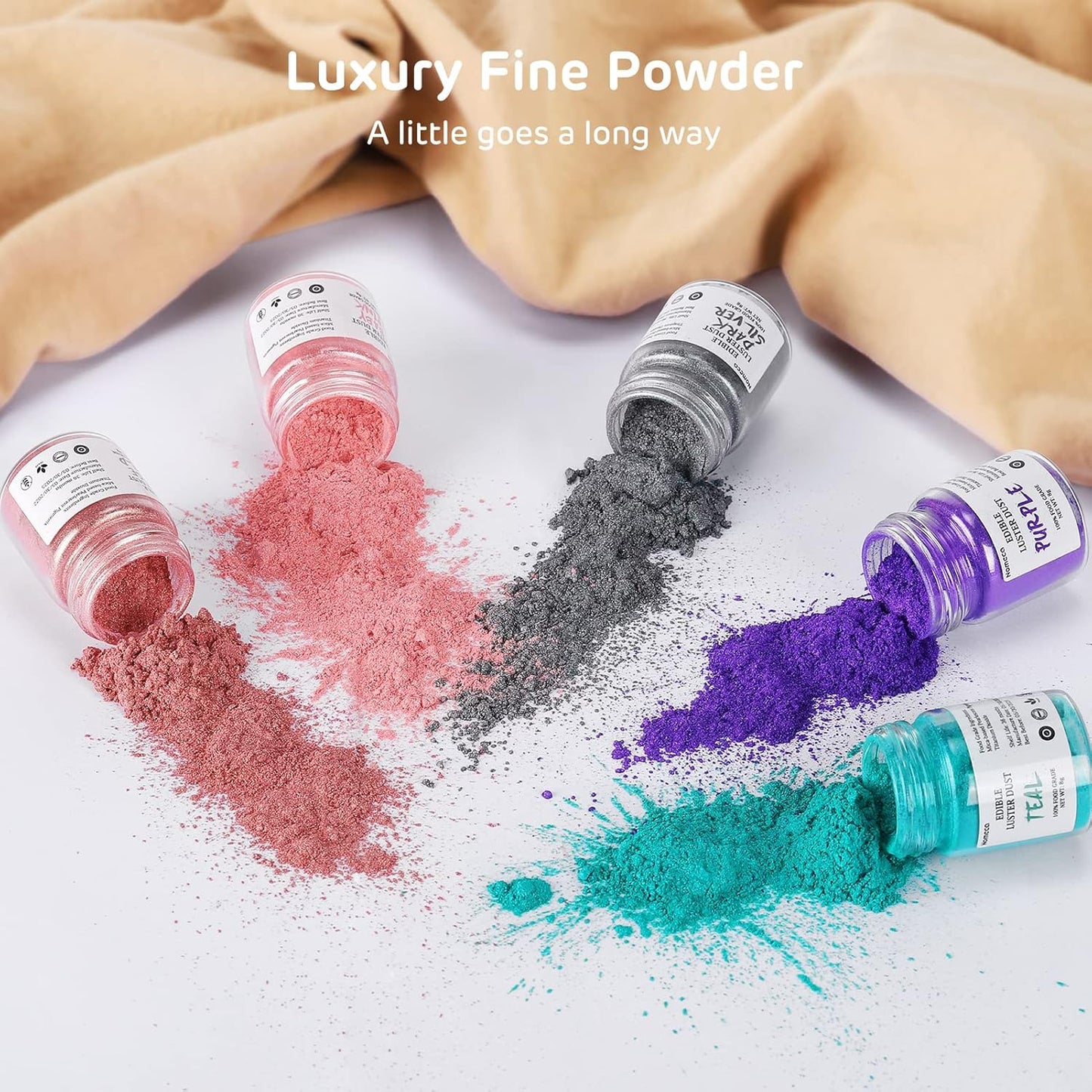 Nomeca Edible Luster Dust, 8 Grams Food Grade Shimmer Gold Cake Dust Metallic Food Coloring Powder for Cake Decorating, Baking, Fondant, Gumpaste, Chocolate, Candy, Drinks, Cookies - Dark Silver