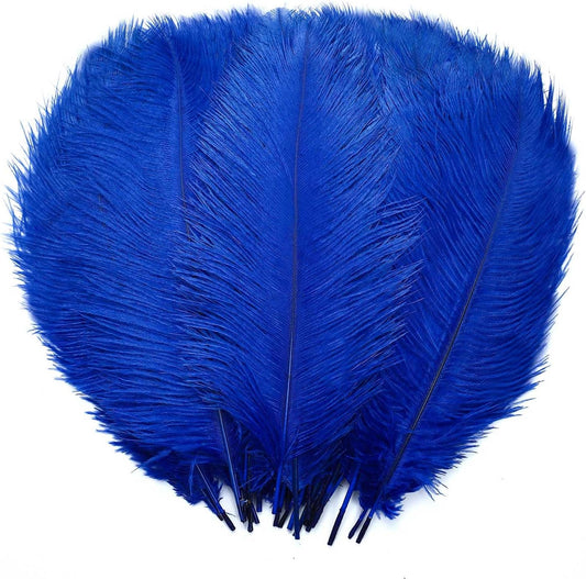 YAKRUNA 30PCS Royal Blue Ostrich Feathers Bulk 12-14 Inches for Centerpieces for Wedding Birthday Gatsby Party, Decorative Plumes for Vase & Table & Christmas Tree Decor (30-35cm, Blue)