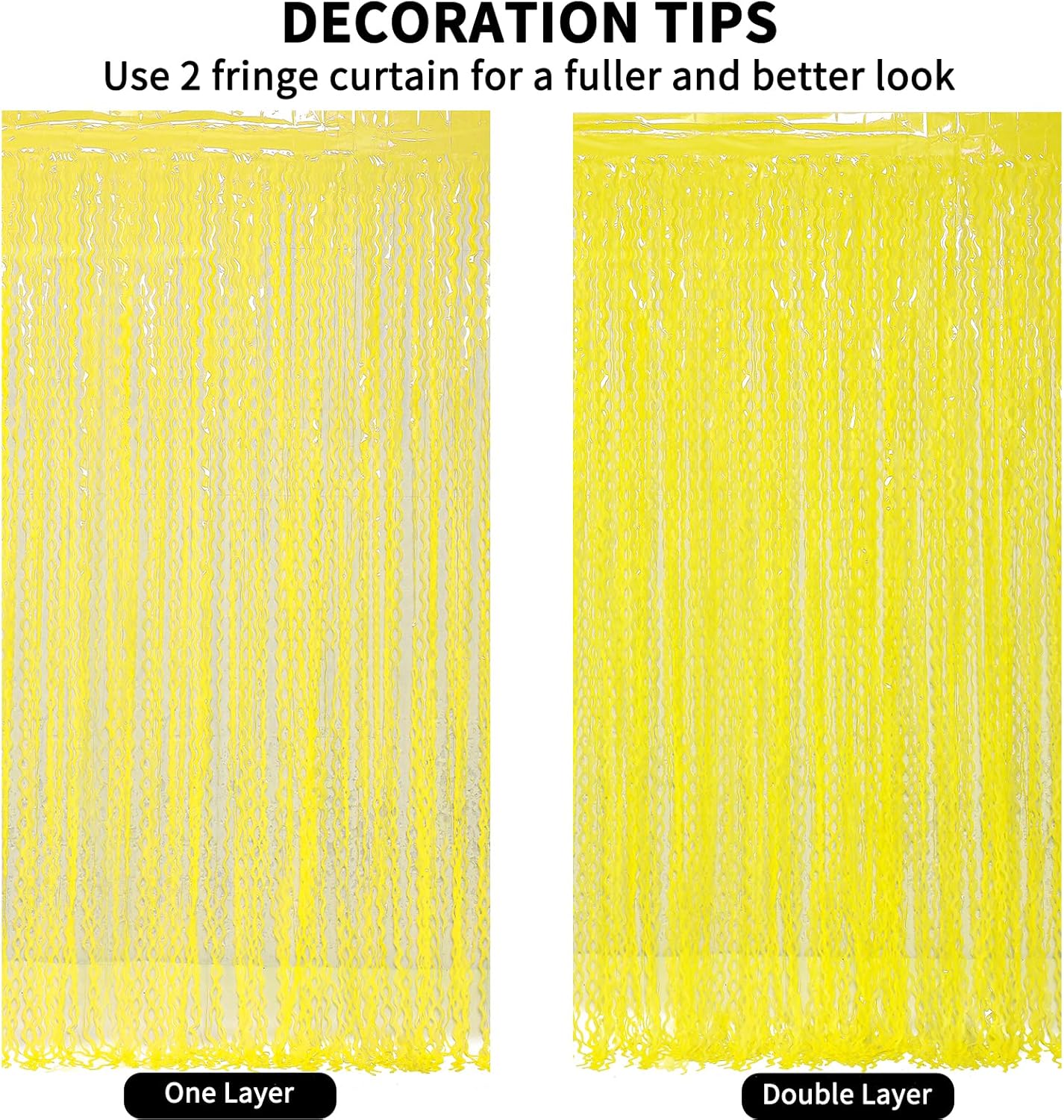 4 Pack Wavy Yellow Foil Curtain Backdrop -3.3 ft x 6.6 ft Gold Tinsel Backdrop Curtain Party Decorations Photo Booth Prop Backdrop Streamers for Birthday Bachelorette Graduation Wedding