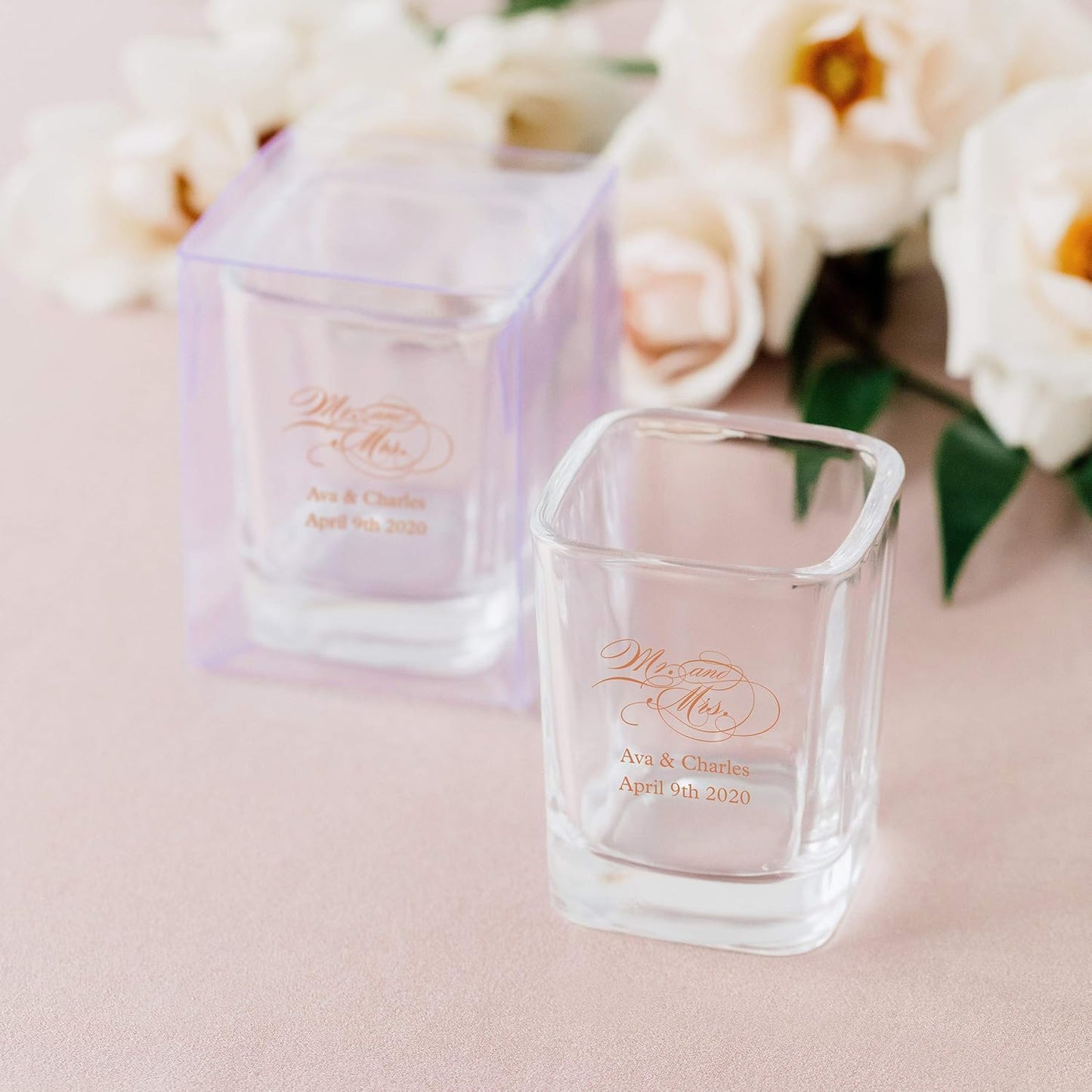 WEDDINGSTAR Personalized 2oz Square Shot Glass Customizable Full Color Print - 108 pack