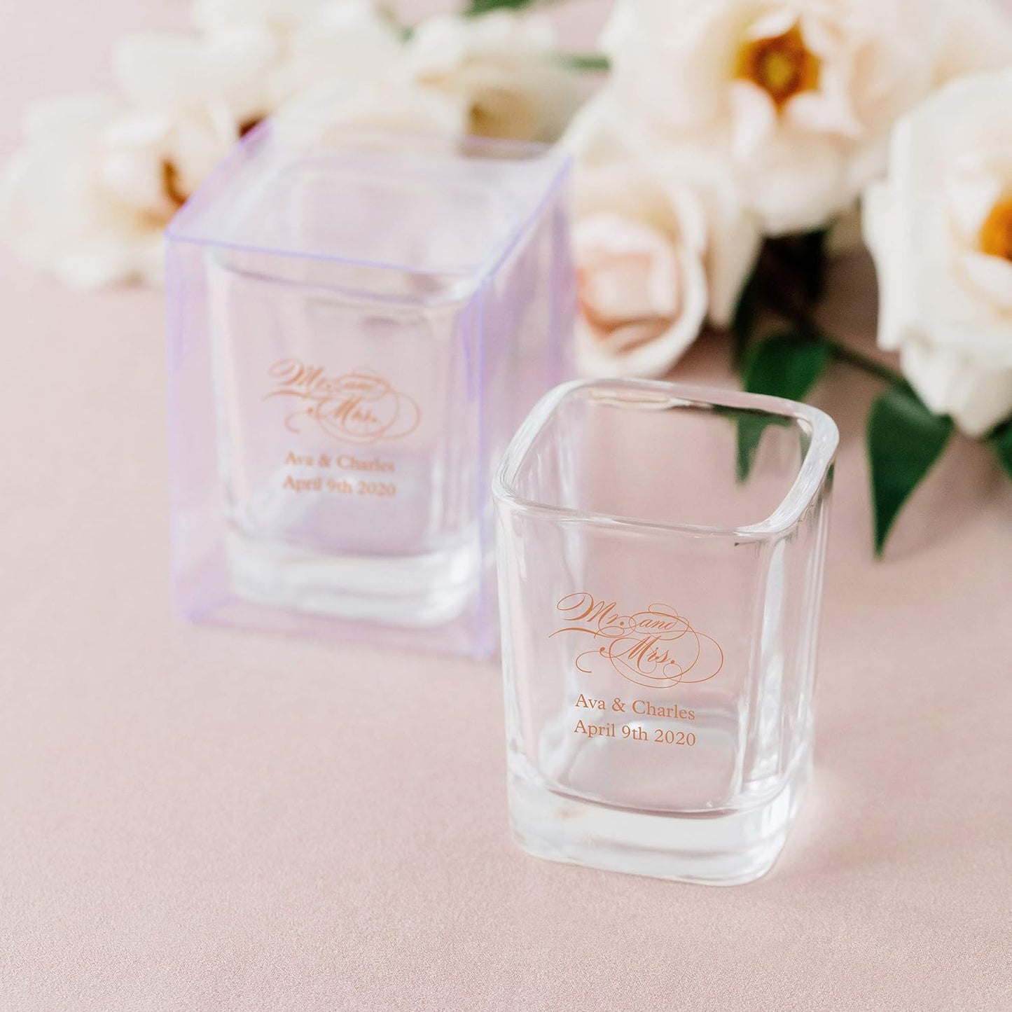 WEDDINGSTAR Personalized 2oz Square Shot Glass Customizable Full Color Print - 156 pack