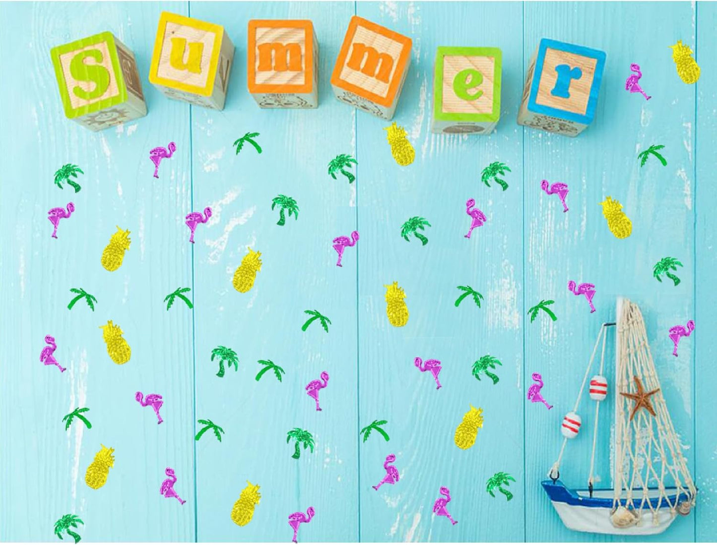 Confetti Table Foil Metallic Sequins Tropical Jungle Safari Festival for Birthday Baby Shower Wedding Engagement Party Favor Supplies or DIY(Summer)