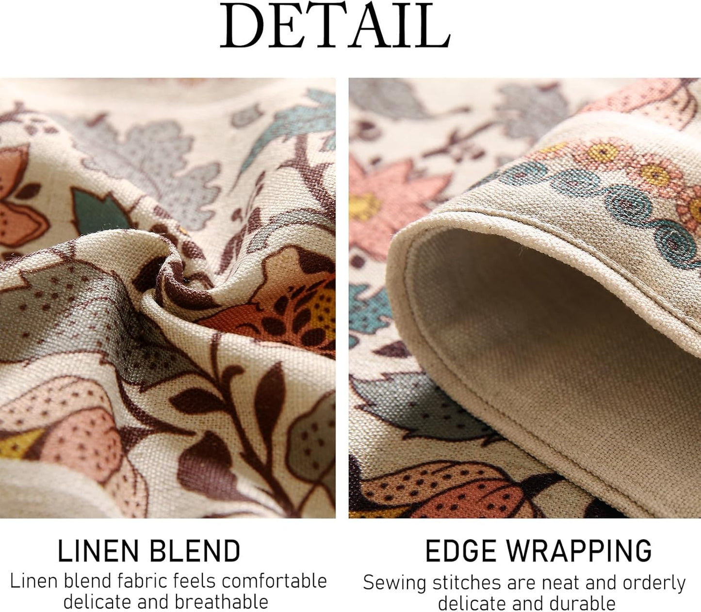 ISAENNE Designer Bohemian Linen Table Runner 87 Inches Long,Elegant Lotus Flowers Pattern Decor Table Runners for Dining Tables,Thanksgiving,Kitchen Tables,Christmas,12"*87"-Hazel A