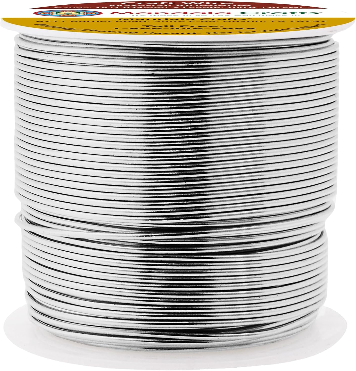 Mandala Crafts 18 Gauge Anodized Aluminum Craft Wire for Jewelry Making - 100 FT Colored Flexible Gray Wire - Bendable for Bonsai Armature Crafting Sculpting
