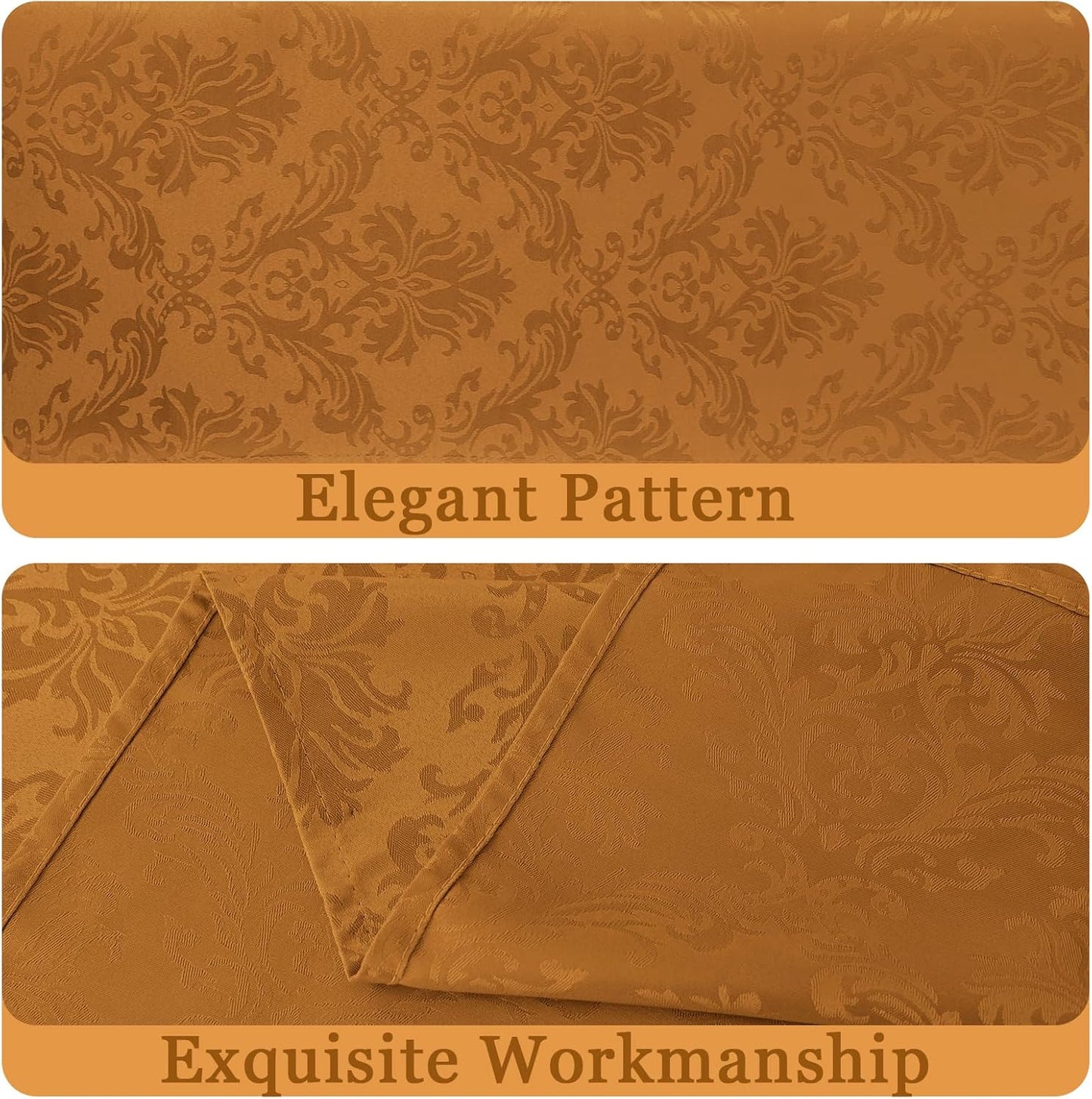 Rectangle Table Cloth - 52 x 70 Inch Brown Jacquard Tablecloths Damask Design Spillproof Wrinkle Resistant Shrinkproof Soft Tablecloth Polyester Oblong Table Cover for Kitchen Dinning Party Tabletop