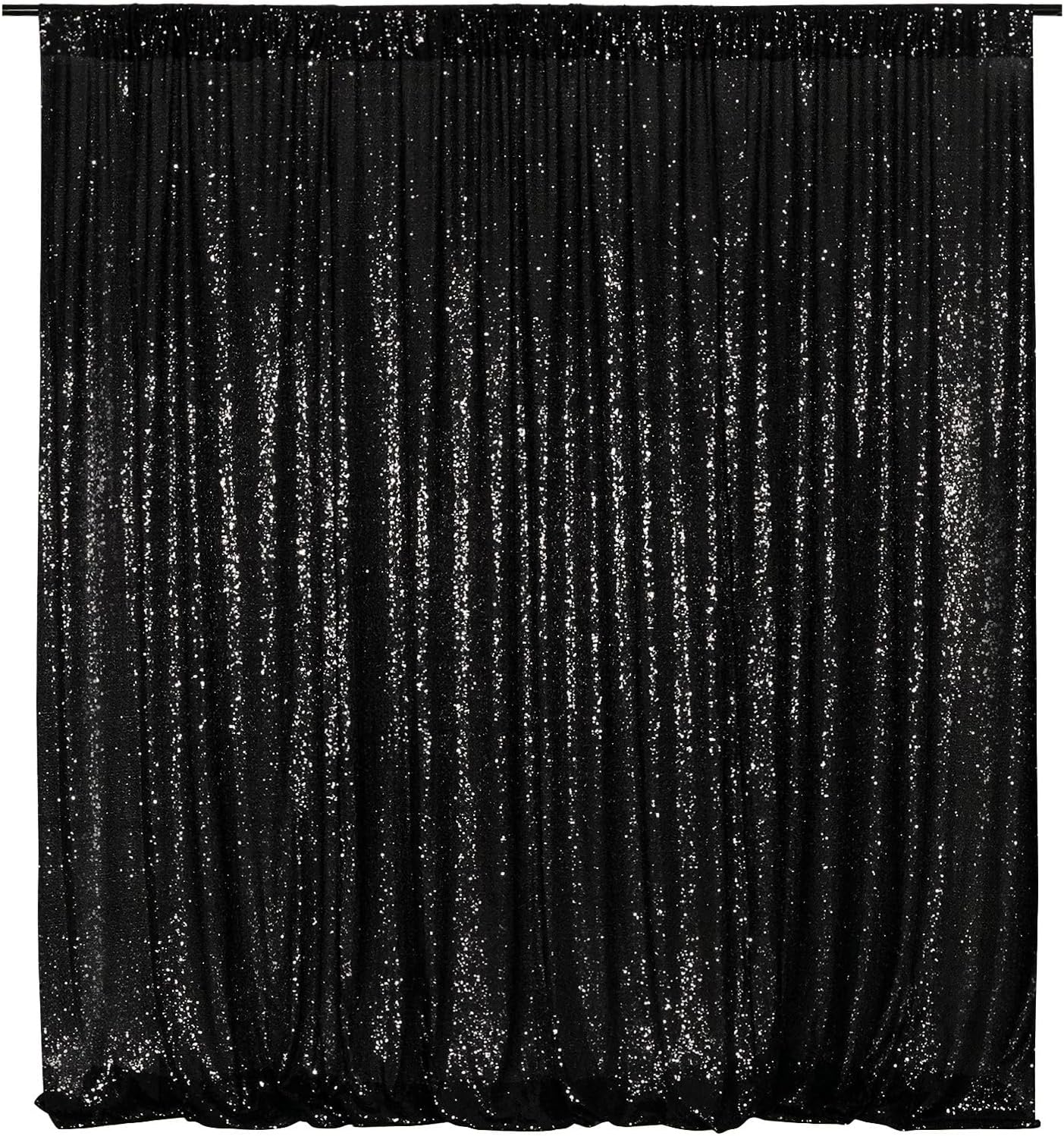 Poise3EHome Black Sequin Backdrop, 10Ft x 10Ft Glitter Photography Background Curtains, Sequence Drapes for Party Baby Shower Wedding Birthday Christmas Thanksgiving Halloween Decoration