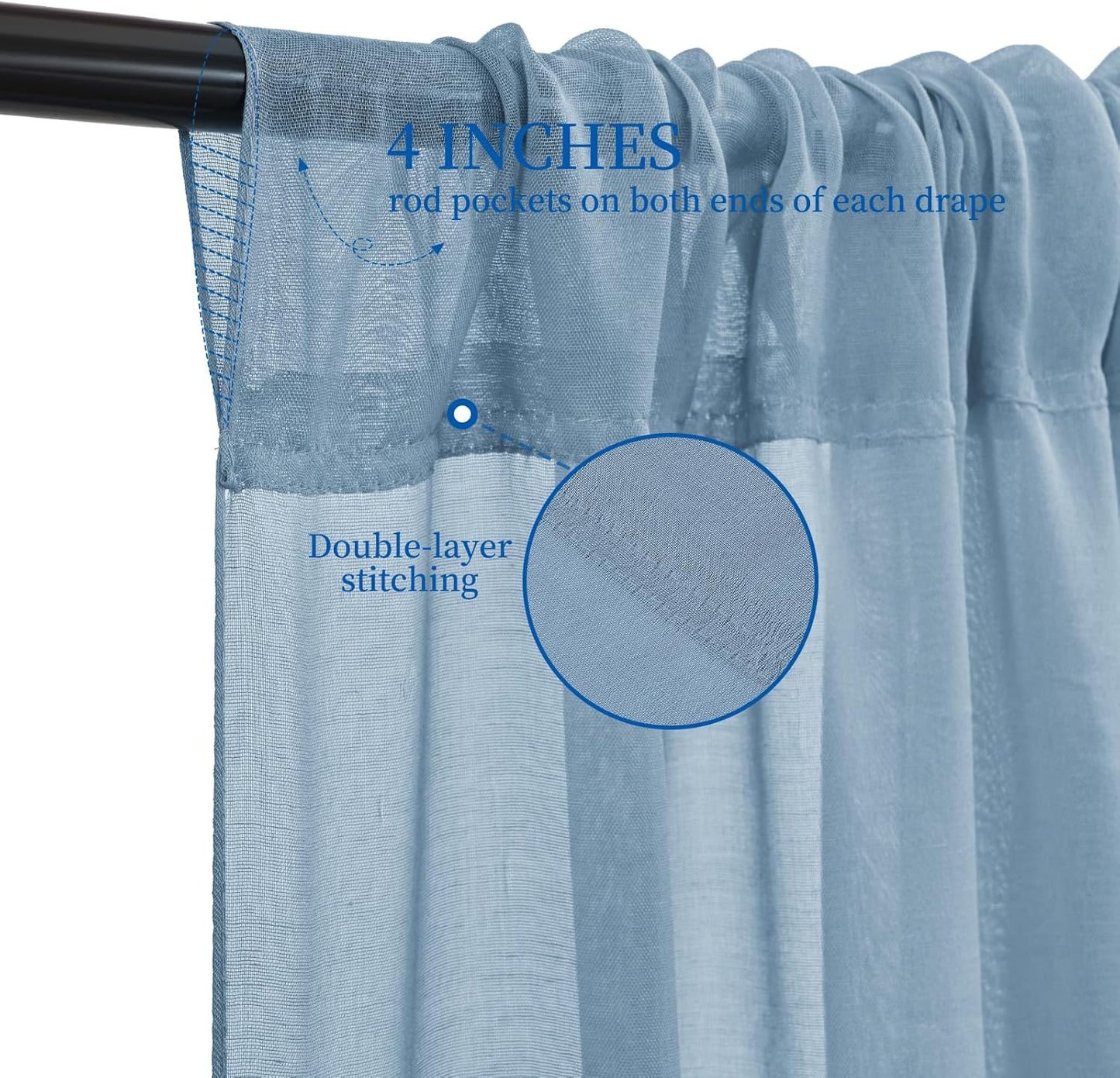 6 Panels Dusty Blue Ceiling Drapes for Wedding, 5ftx20ft Ceiling Drapes Cheesecloth Sheer Fabric Curtain Wedding Arch Draping Fabric Romantic Ceilings Decorations for Weddings Party Ceremony Stage