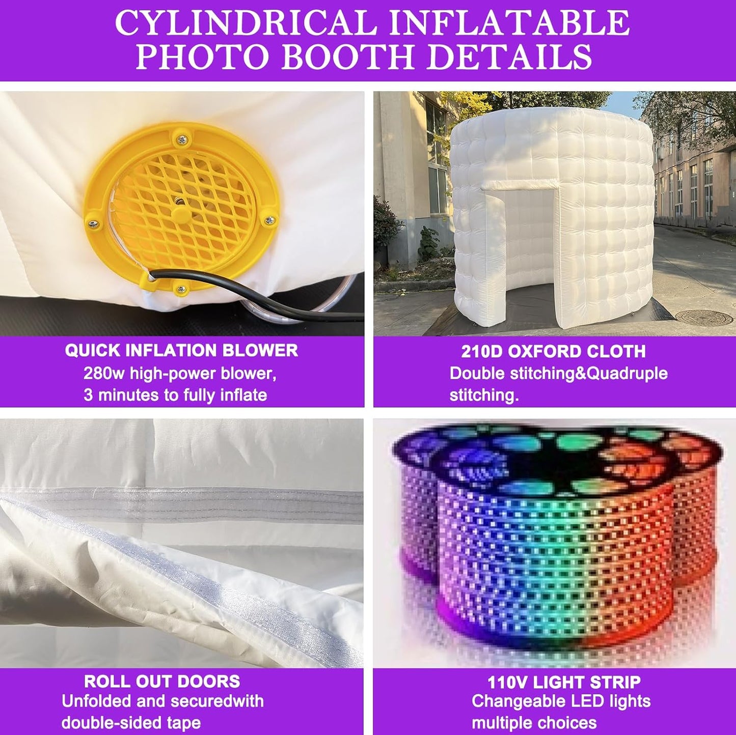 CZGBRO Inflatable Photo Booth, Portable Photo Booth Enclosure Tent for Weddings Parties Events Birthday Shows Bars, 8 Pieces of Inflatable Props(White, 10'x10'x9', 2 Doors)