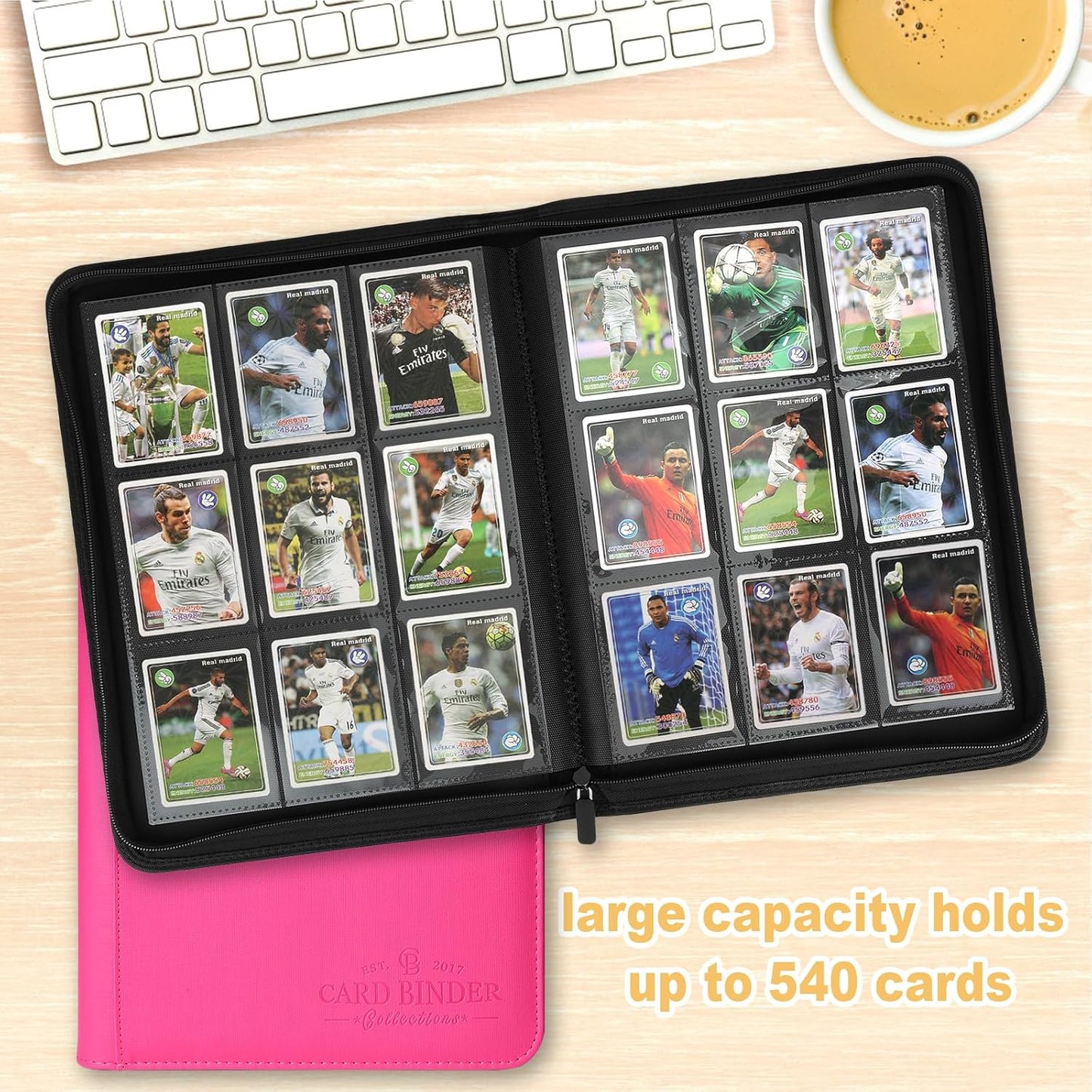 9 Pocket Card Binder, Premium Zip Trading Card Binder, 540 Double Sided Pocket PU Collection Binder, Collector Album, Card Folder for MTG, TCG, Sports Cards