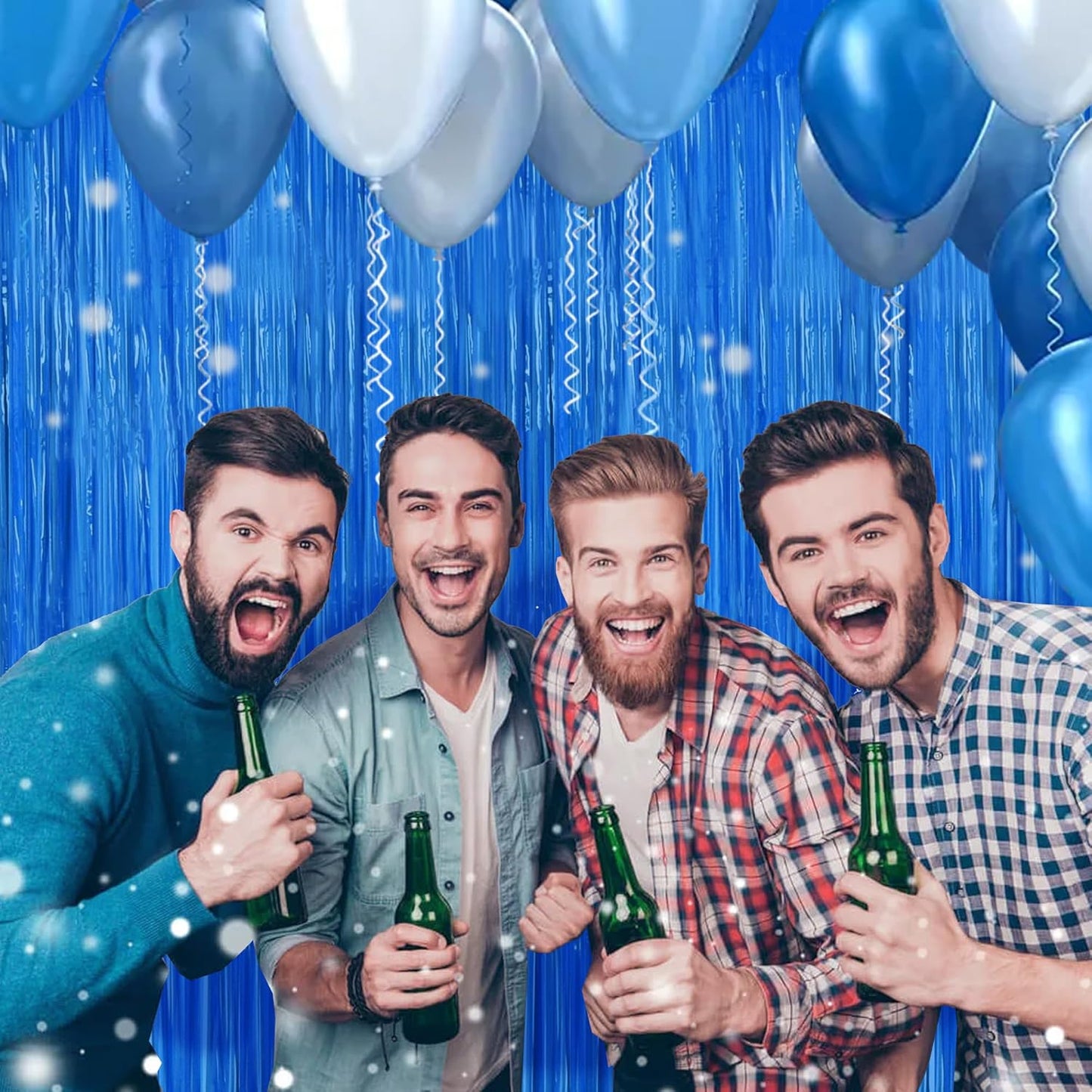 BEISHIDA 2Pcs Dark Blue Door Streamer Fluorescent Blue Backdrop Blue Foil Fringe Curtains Tinsel for Birthday Baby Shower Backdrop Wedding Party Decoration (3.28 ft x 6.56 ft)