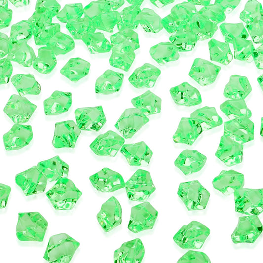 YATOJUZI 500pcs Fake Ice Cubes Green Acrylic Crushed Rocks Vase Fillers Plastic Diamonds Gems for DIY Party Wedding Centerpiece Table Scatter Prop Display 0.5" (Only Green)
