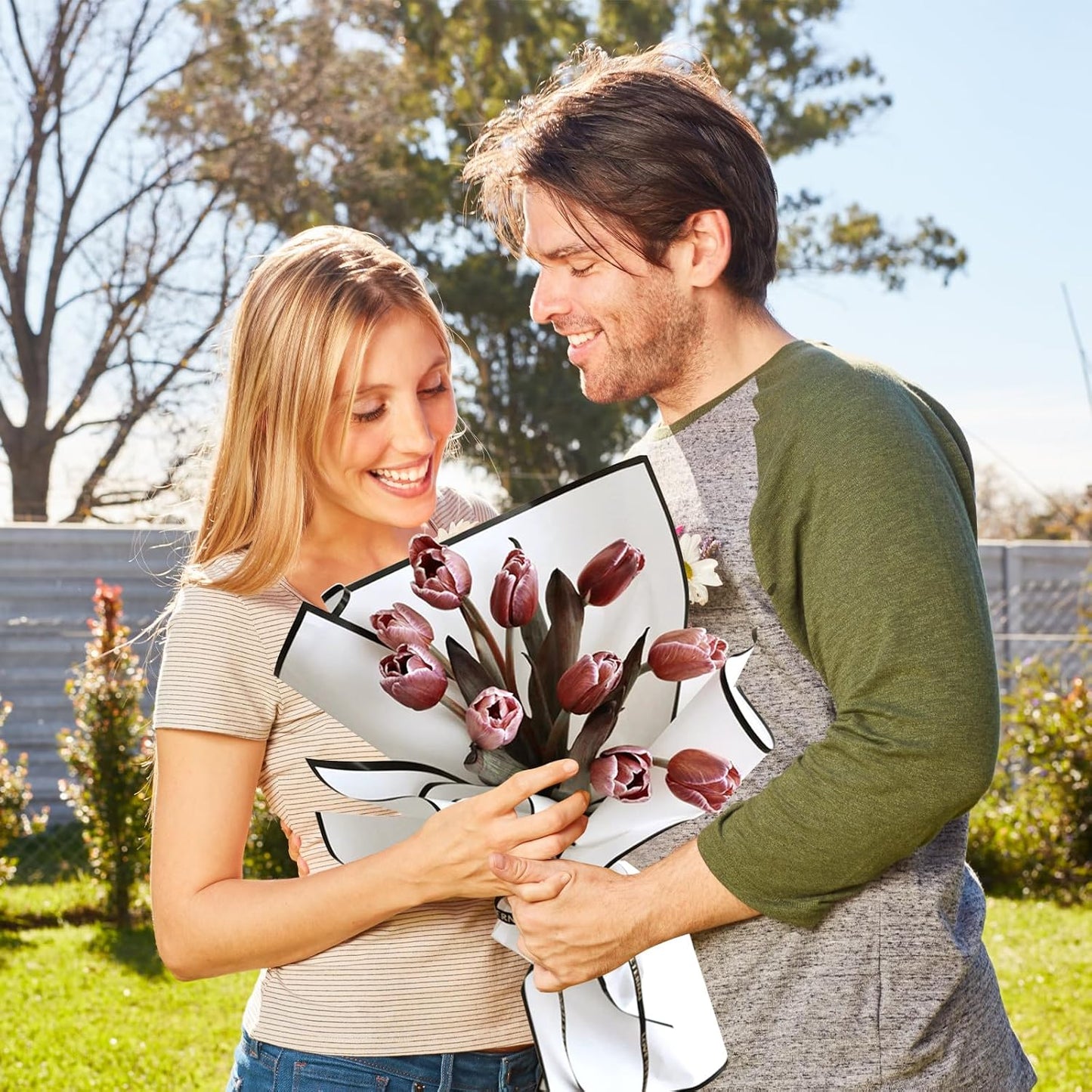 NESCCI 20 Sheet Flower Wrapping Paper - Waterproof Floral Bouquet Wrapping Paper, Florist Supplies Packaging Paper for Wedding Birthday Gift DIY (Porcelain white)